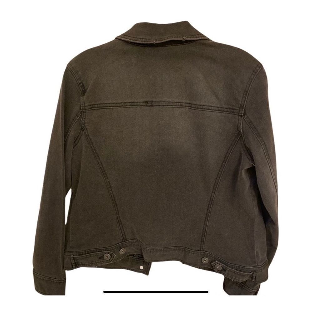 Black Distressed Washed Out Jean Jacket. - Picture 3 of 5